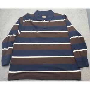 The Foundry Supply Co. Polo Shirt Mens 2XL Multi Striped Long Sleeve Popover EUC